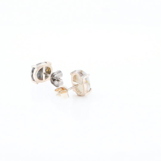 Gold Quartz Cabochon Stud Earrings