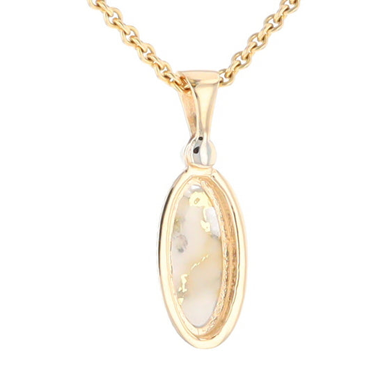 Gold Quartz Small Milgrain Oval Pendant