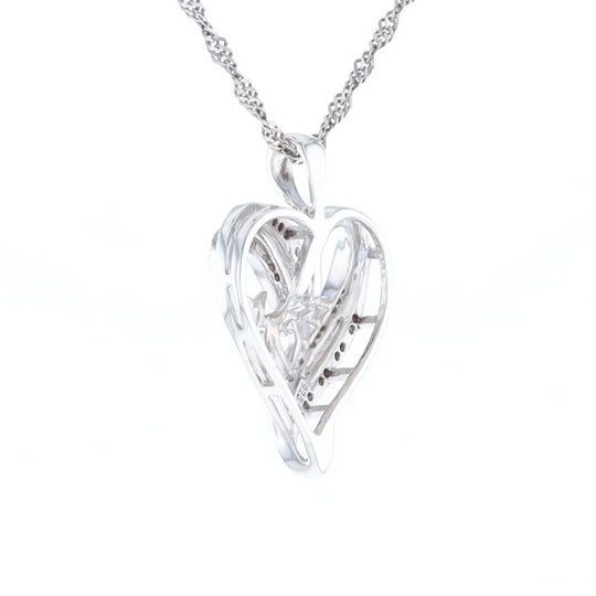 "MOM" Diamond Heart Pendant