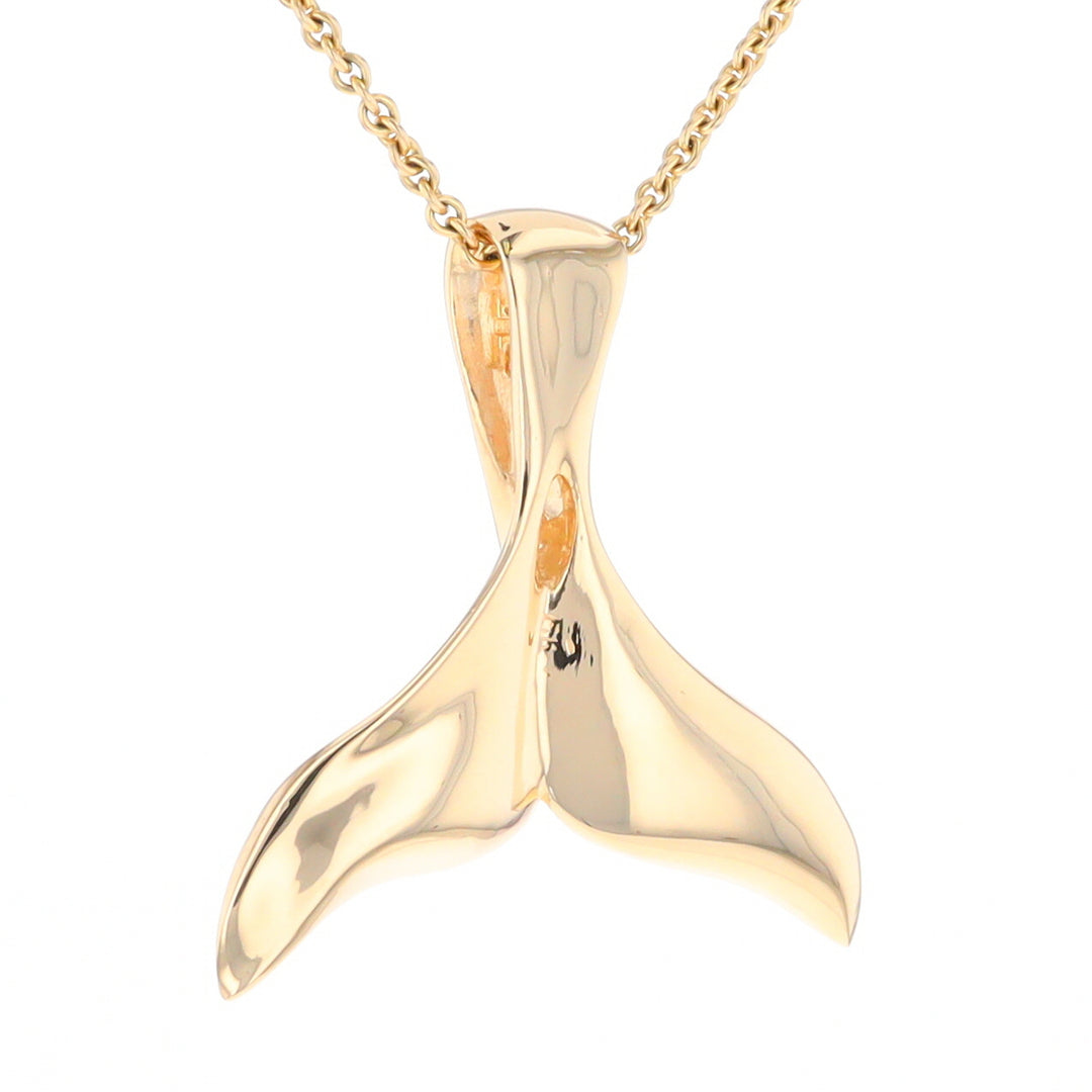 Whale Tail Natural Gold Quartz Single Side Inlaid Pendant