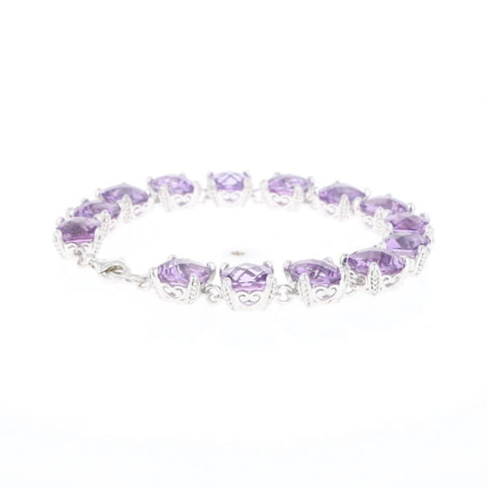 Amethyst Bracelet With Silver Filigree