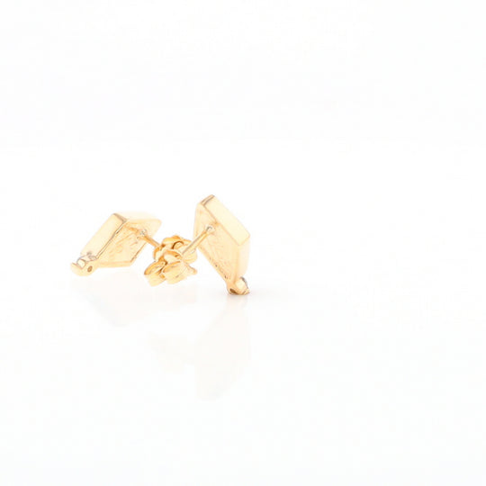 Diamond-Shaped Gold Quartz Inlaid Earrings - G2