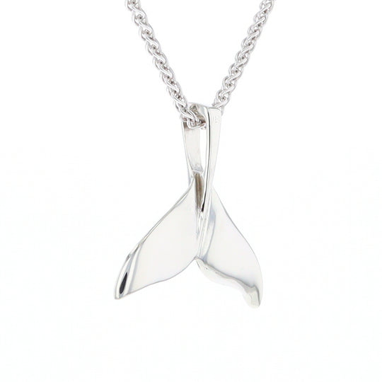 Whale Tail Natural Nuggets Inlaid Sea Life Medium White Gold Pendant