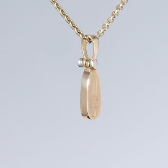 Opal Pendant Oval Inlaid Design with .02ct Round Diamond