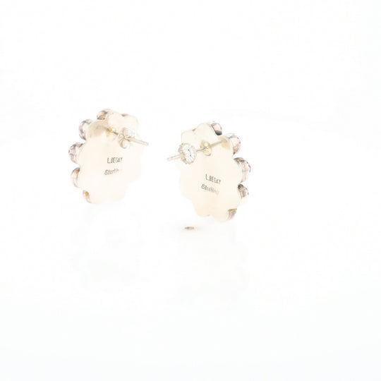 Coral Cluster Flower Stud Earrings