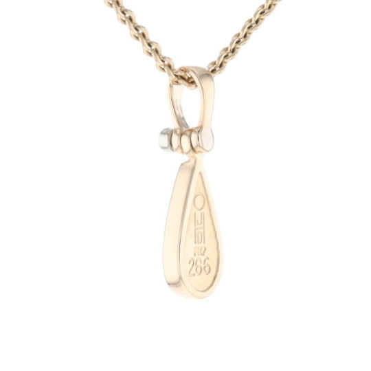 Gold Quartz Pendant Tear Drop Inlaid Design with .02ct Diamond