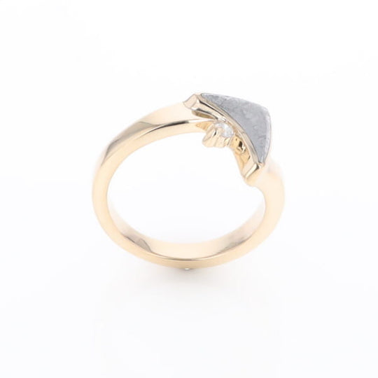 Meteorite Ring Boat Sail Inlaid Design with .04ctw Round Diamond