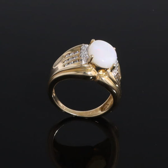 Opal Diamond Channels Ring