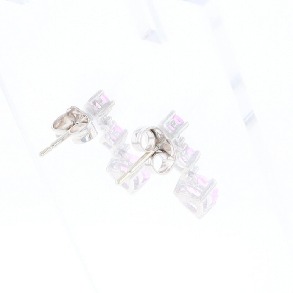 Synthetic Pink Sapphire Dangle Heart Earrings