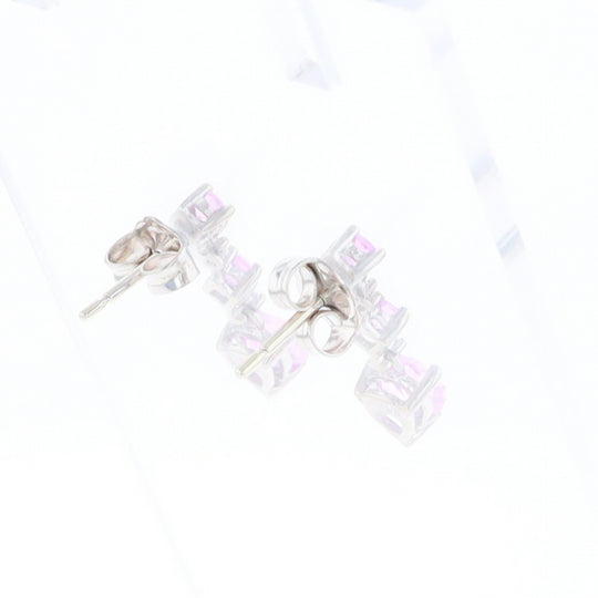 Synthetic Pink Sapphire Dangle Heart Earrings