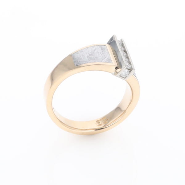 Meteorite Ring Double Sided Inlaid Design with .23ctw Diamonds