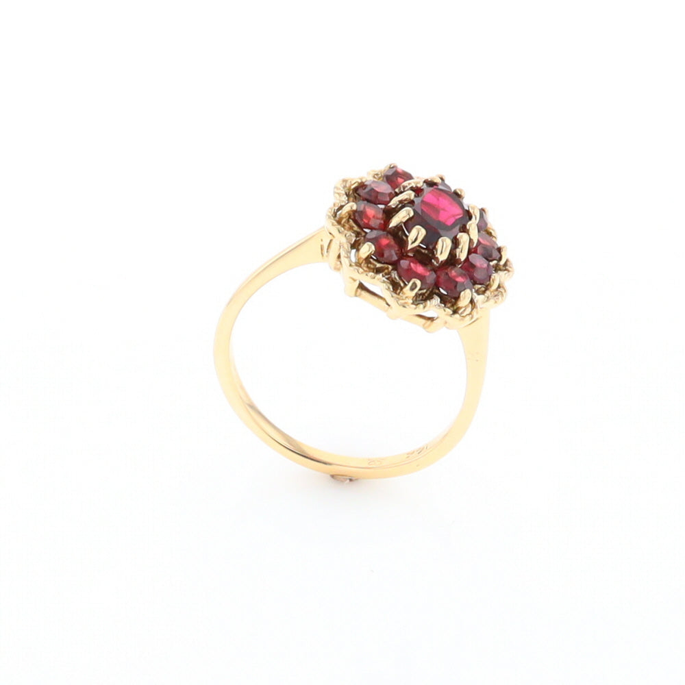 Floral Cluster Garnet Ring