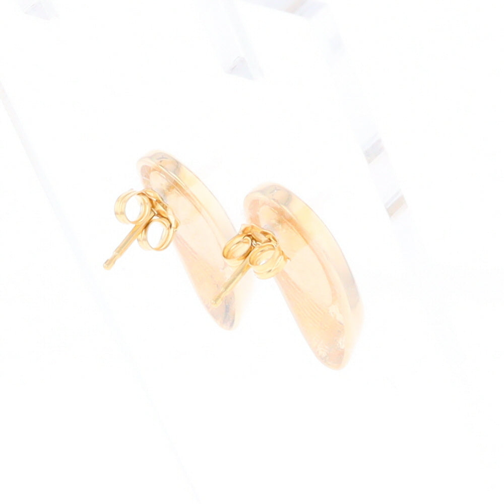 Oval Gold Quartz Inlaid Earrings - G2