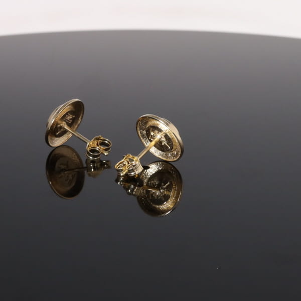 Opal Earrings Round Inlaid Design Studs