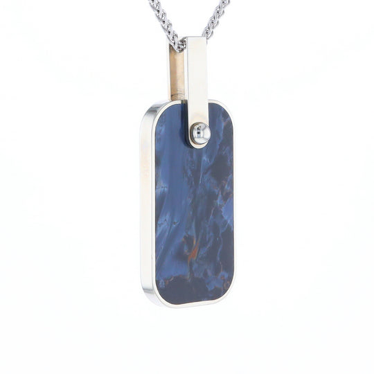 Natural pietersite inlaid dog tag cross pendant