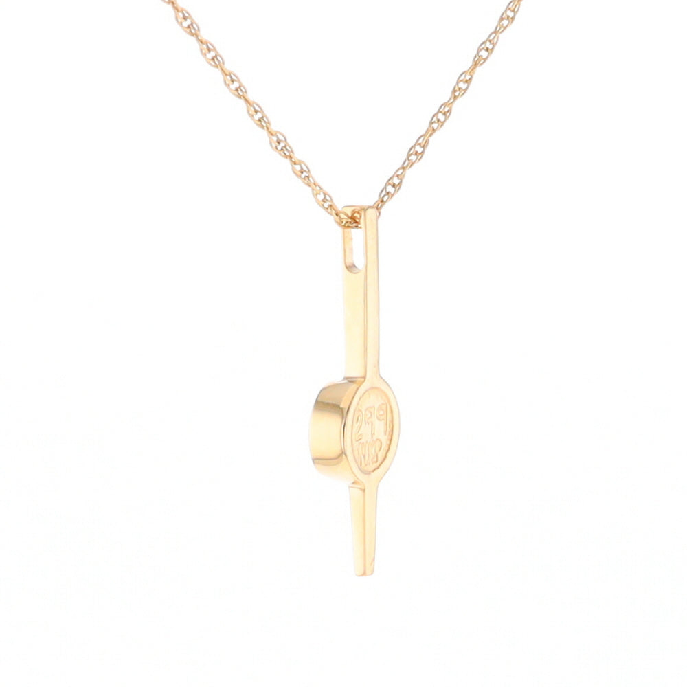 Gold Quartz Necklace Bar Design Round Superior Quality Inlaid Pendant