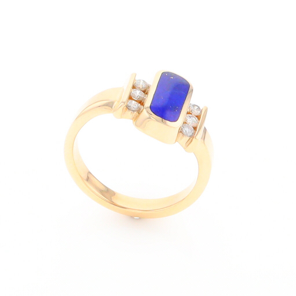 Lapis 0.24ctw Diamond Ring