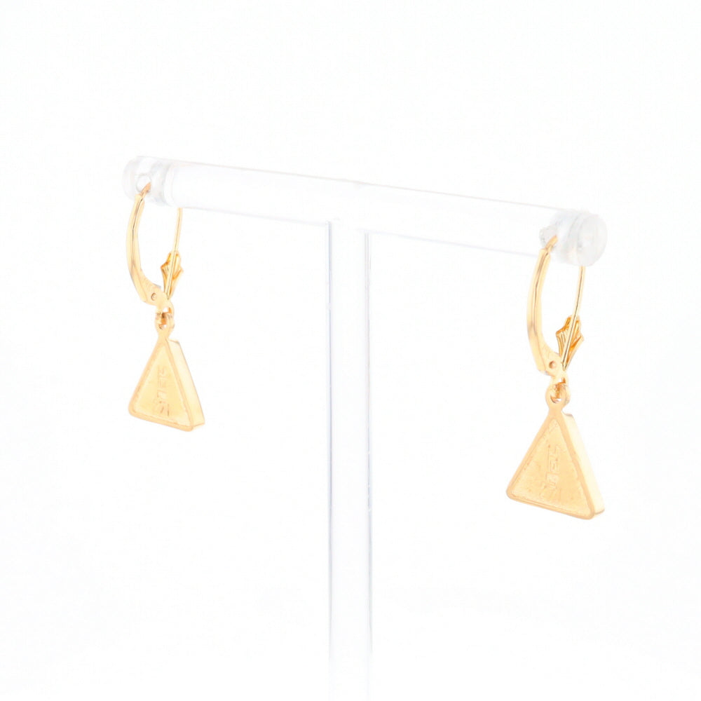 Gold Quartz Triangle Inlaid Earrings - G2