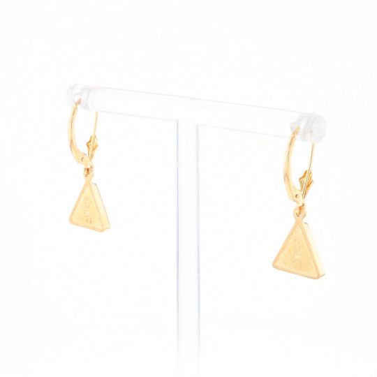 Gold Quartz Triangle Inlaid Earrings - G2