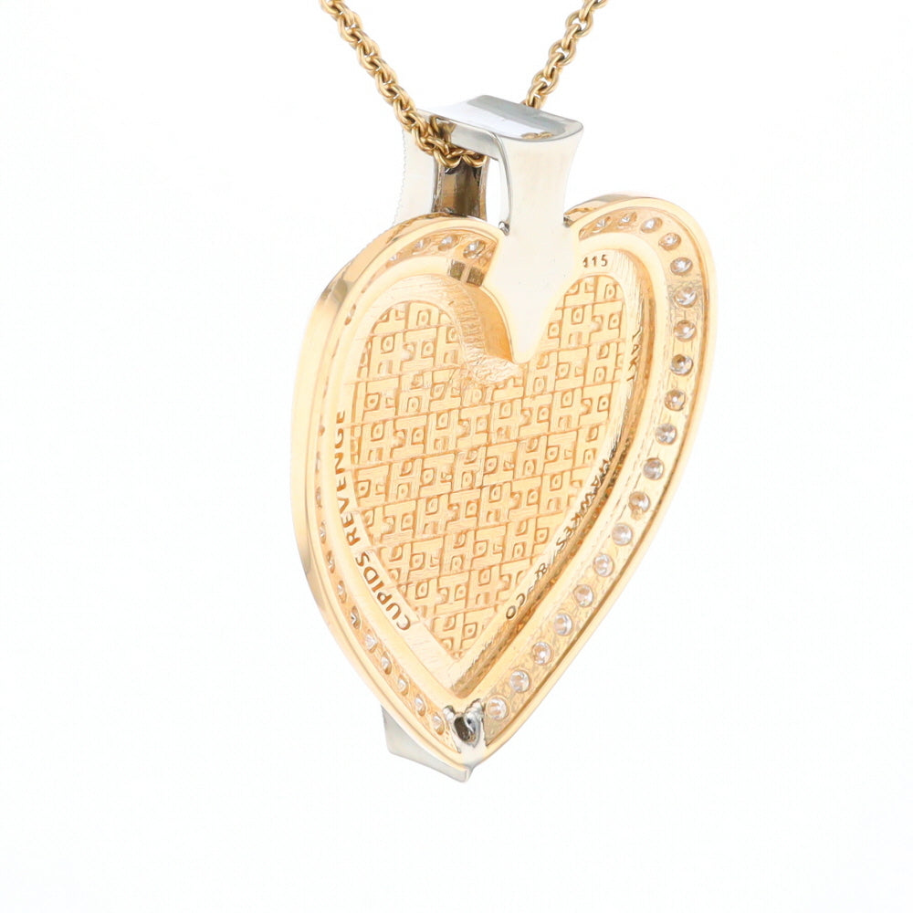 Gold Quartz Necklace Cupid's Revenge 2.24ctw Diamonds Heart Pendant (G1)