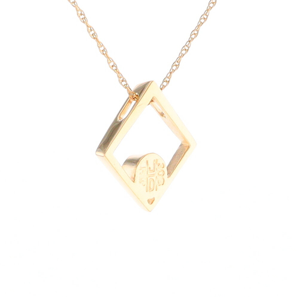 Open Square Gold Quartz Round Inlaid Pendant