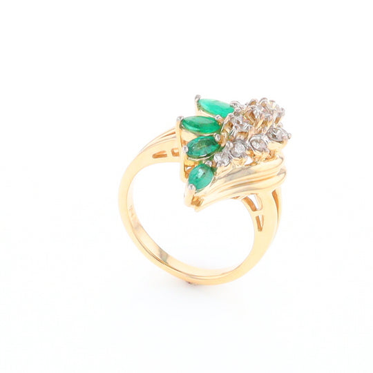 Emerald and Diamond Cluster Ring