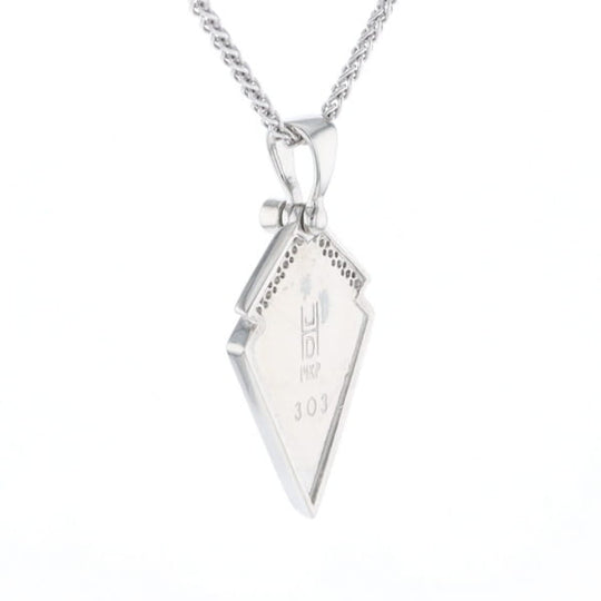 Sleeping Beauty Turquoise Kite Shaped Inlaid Pendant with 0.19ctw Diamonds