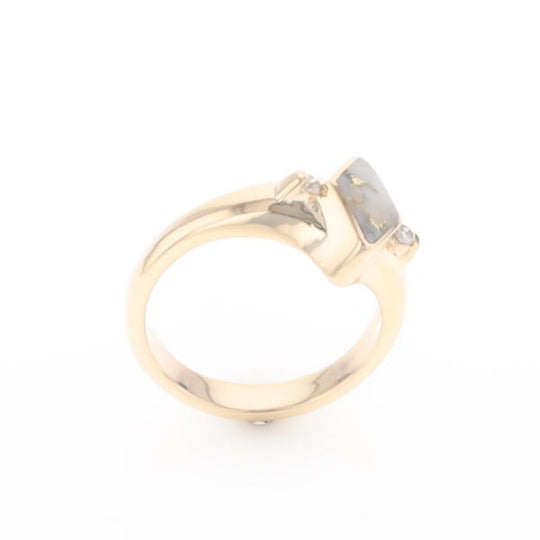G2 Gold Quartz Ring Diamond Shape Inlaid with 0.05ctw Round Diamonds