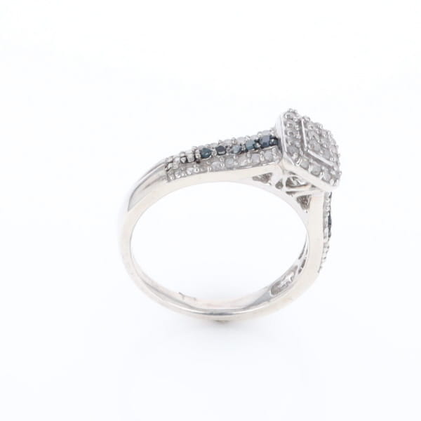 Blue & White Diamond Rectangle Cluster Ring