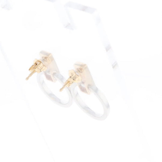 Gold Quartz Rectangle Inlaid Knocker Earrings - G2