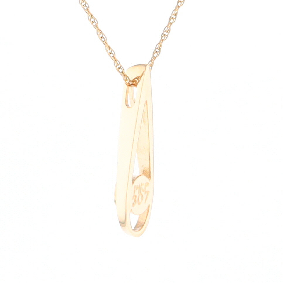 Open Teardrop Round Gold Quartz Inlaid Pendant