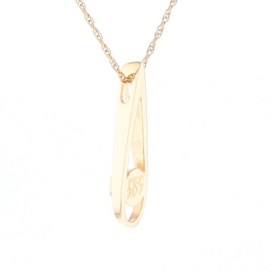 Open Teardrop Round Gold Quartz Inlaid Pendant