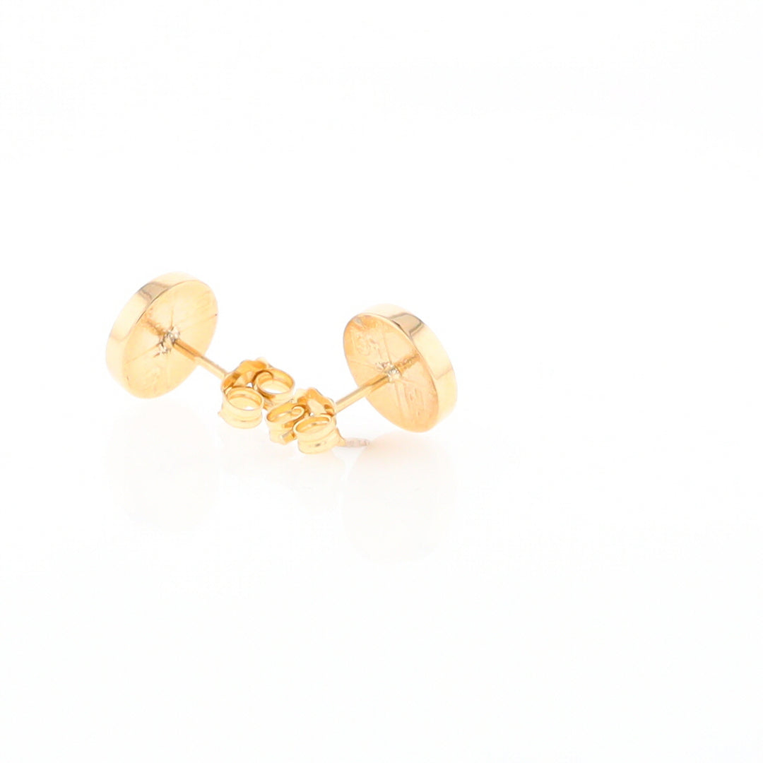 Gold Quartz Earrings 9mm Round Inlaid Studs - G2