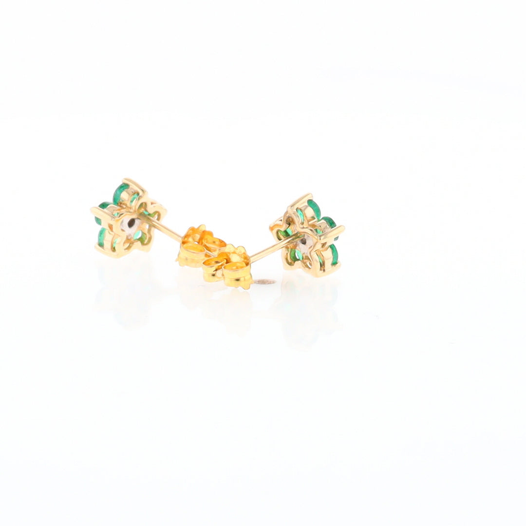 Emerald Flower Stud Earrings