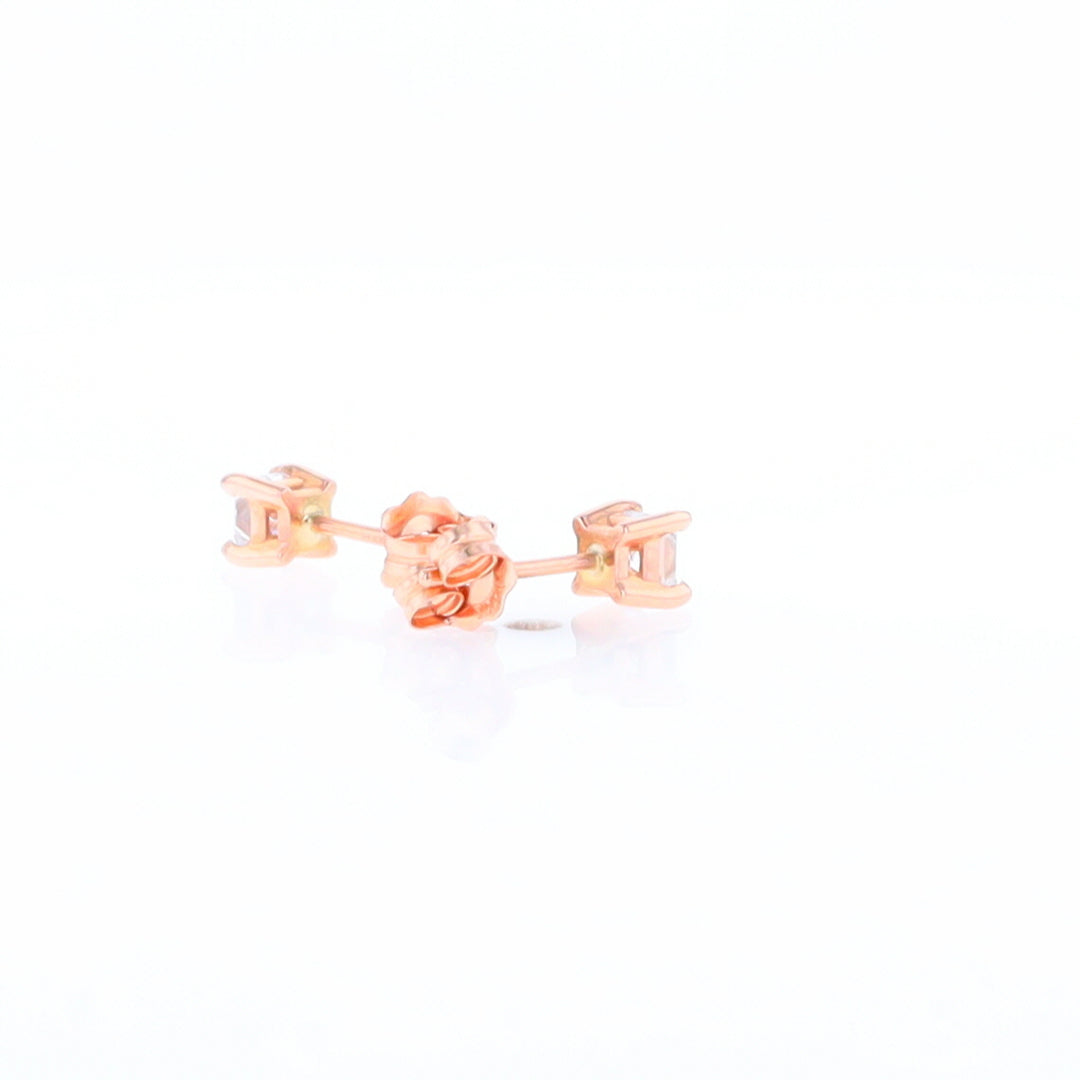 0.41ctw Princess Cut diamond Stud Earrings