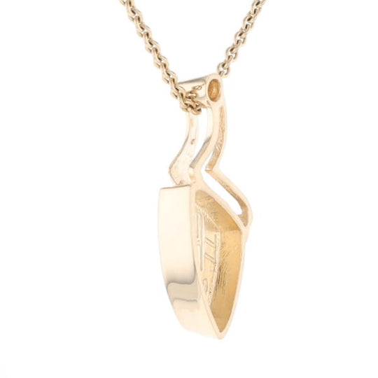 Gold Quartz Triangulare Inlaid Pendant with Diamond Accent