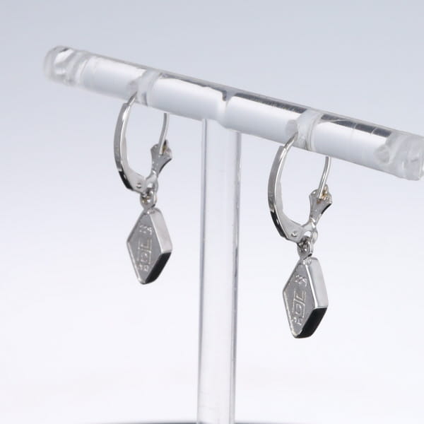 Opal Earrings Diamond Shape Inlaid Design Lever Backs