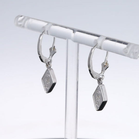 Opal Earrings Diamond Shape Inlaid Design Lever Backs