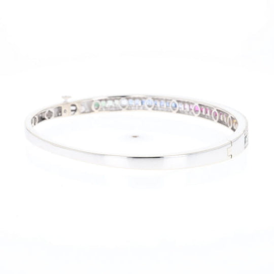 Multi-color Sapphire Cuff Bracelet with Diamond Accents
