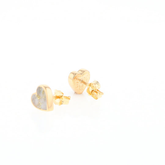 Gold Quartz Heart Stud Earrings - G2