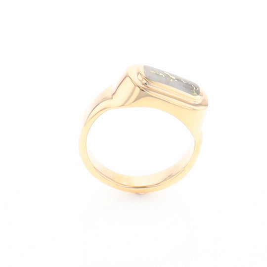 Gold Quartz Ring Oval Inlaid Design - G2