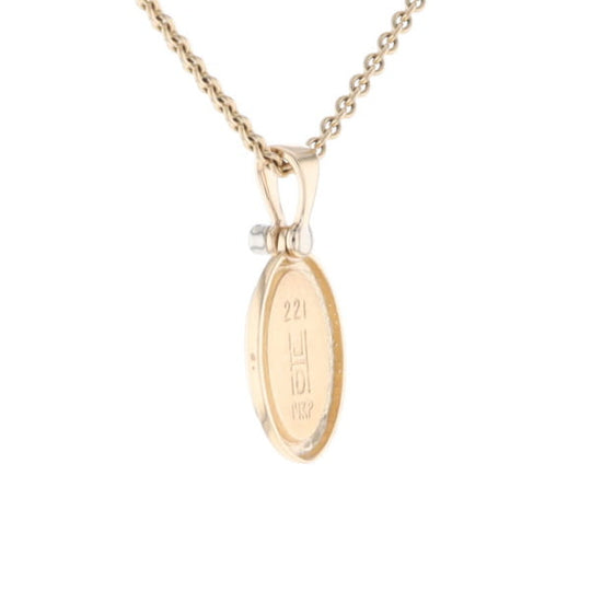 Gold Quartz Oval Inlaid Pendant with .02ct Diamond