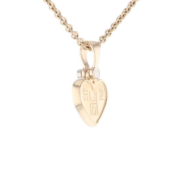 Gold Quartz Necklace Heart Inlaid Design Pendant with .02ct Diamond