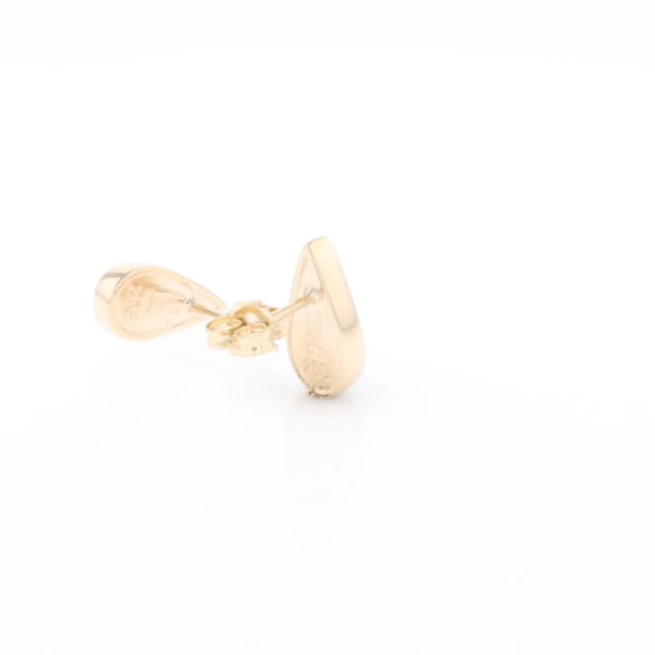 Gold Quartz Earrings Tear Drop Inlaid Studs