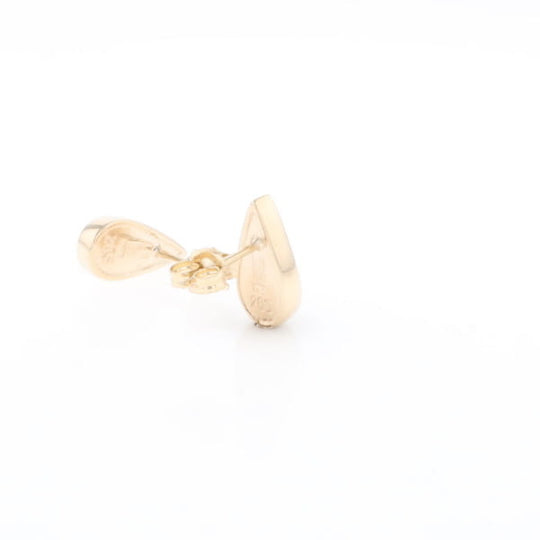 Gold Quartz Earrings Tear Drop Inlaid Studs