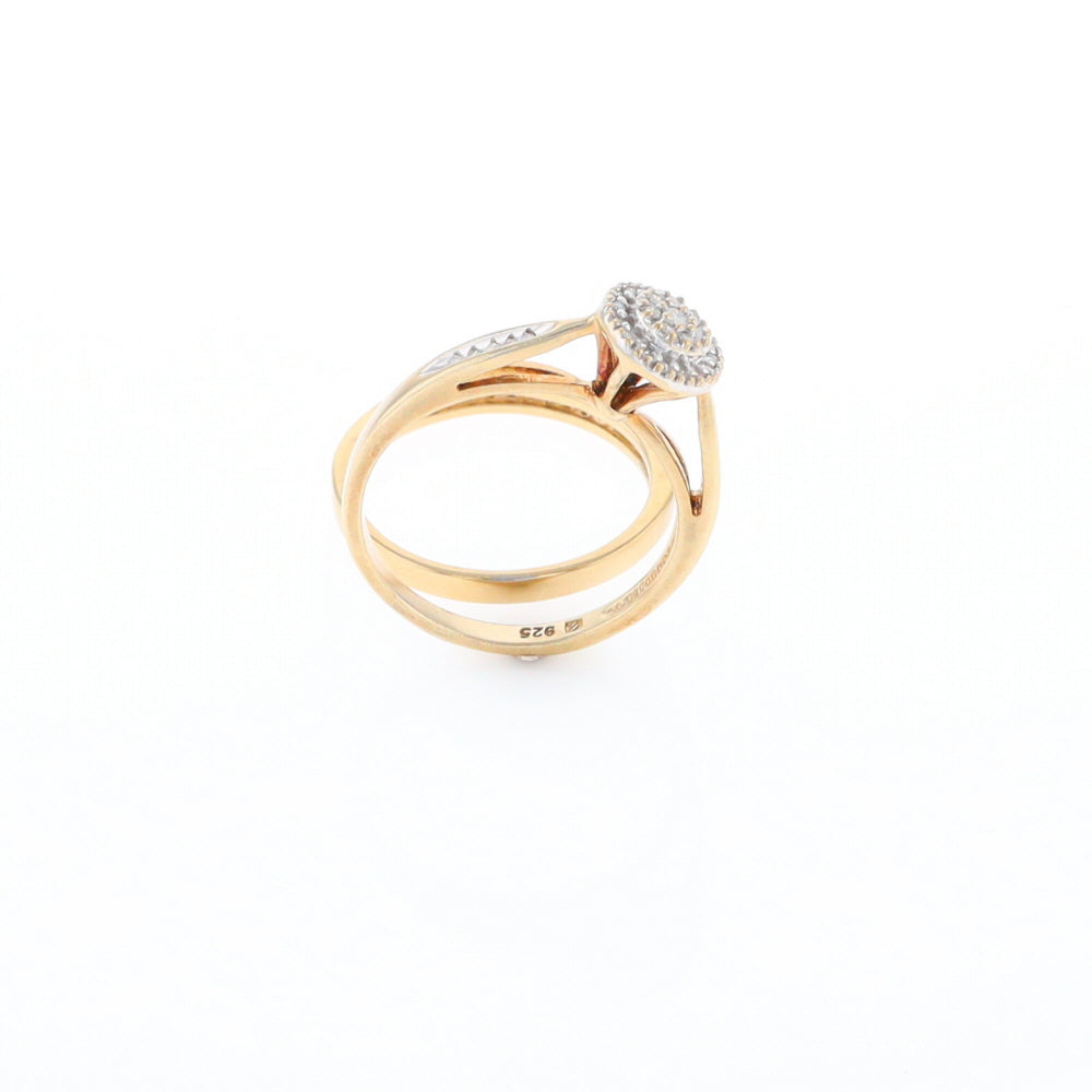 Gold Plated Silver Diamond Engagement Ring Set