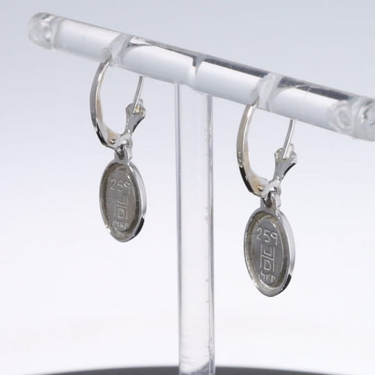 Opal Earrings Oval Inlaid Design Lever Backs