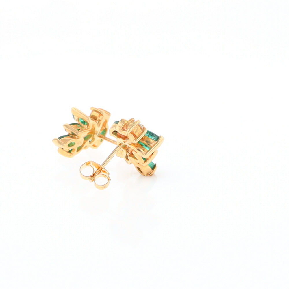 Marquise Emerald Cluster Stud Earrings