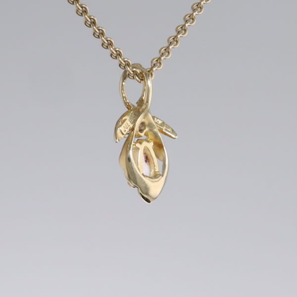 Pear-leaf Opal and Diamond Pendant
