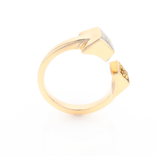 Gold Quartz Ring Natural Nuggets Inlaid Wrap Double Square Design